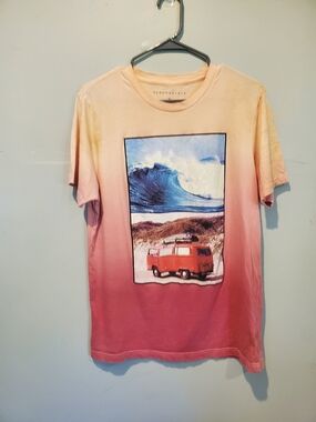 Aeropostale Soft Van Ombre Graphic Coastal Peach Short Sleeve Tee